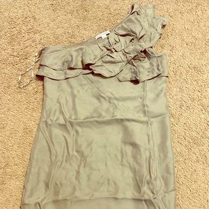 Banana Republic Gray Silk One Shoulder Dress
